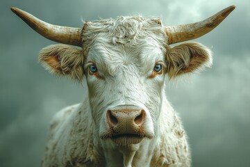 Surreal Depiction of a Cow With Oversized Features in a Vibrant Landscape During Daylight