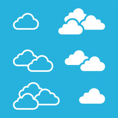 Cloud Icon Set. Modern Weather, Sky Vector Collection for Digital and Print.
