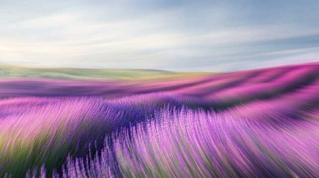 Lavender Fields in Motion: A Dreamlike Landscape