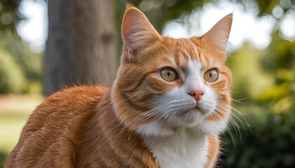 Orange Tabby Cat Portrait in Garden