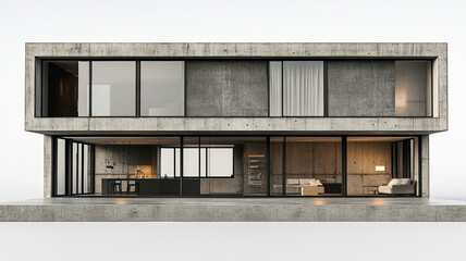 Modern loft style house with industrial concrete design