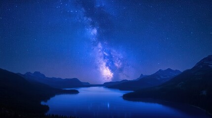 Majestic Milky Way over a Serene Mountain Lake