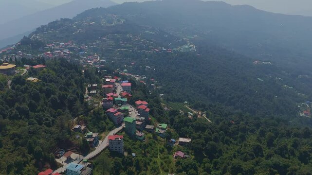 Rabong or Ravangla is a small town with an elevation of 8000 feet located, near Namchi City in the Namchi district of the Indian state of Sikkim. Namchi, Pelling and Gangtok. 4k Drone. Buddha Park