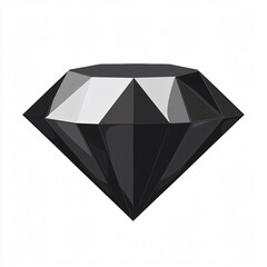 Shaded, cut black gemstone. Realistic depiction of faceted carbon crystal. Shiny and glossy