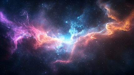 Fototapeta premium Celestial nebula dance cosmic space digital art vibrant environment wide angle interstellar beauty