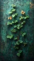  Lush Green Vine with Heart-Shaped Leaves and Yellow Flowers