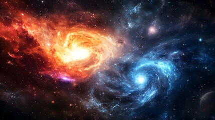 Obraz premium Cosmic vastness spiraling nebulae in enigmatic digital art