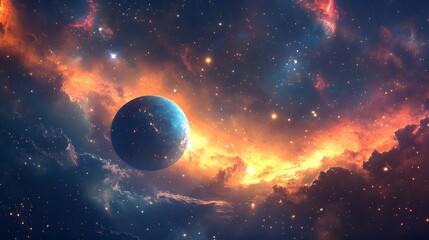 Epic nebula landscape vibrant digital art of outer space environment