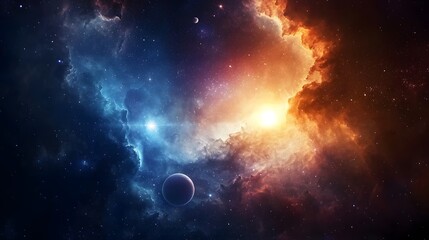 Obraz premium Galactic horizon action ethereal planetary formations in cosmic space awe-inspiring view