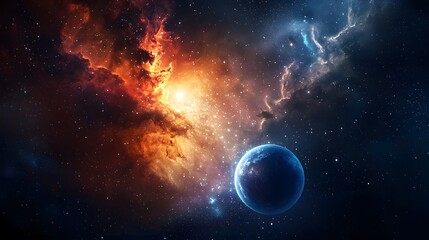 Galactic enchantment glowing gaseous clouds swirling in space