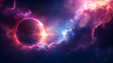 Obraz premium Galactic enchantment swirling gaseous clouds in a cosmic landscape