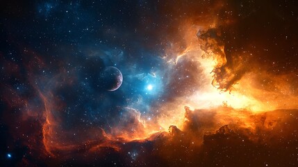 Fototapeta premium Mystical nebula exploration aerial view of cosmic landscapes