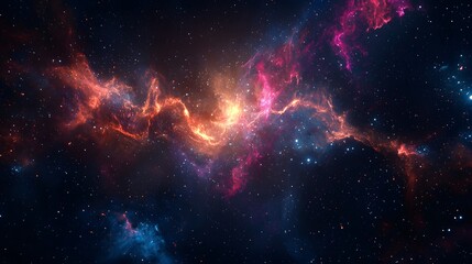 Fototapeta premium Majestic cosmic nebula deep space digital art glowing stars wide angle celestial wonder
