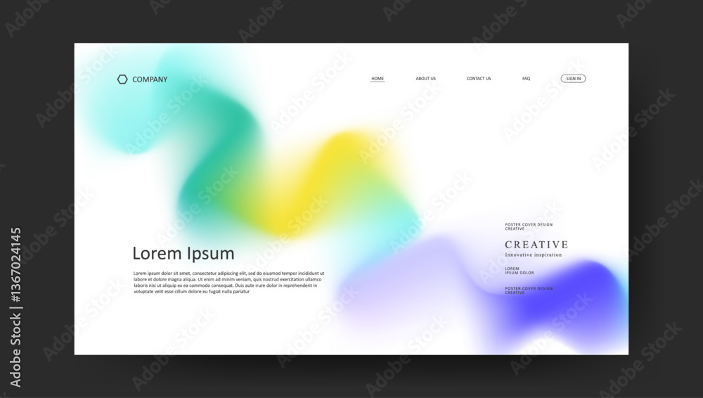Wall mural abstract wave futuristic design of landing page. retro fluid gradient website design