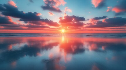 Serene Beach Sunset Reflection