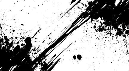 Dynamic Black and White Abstract Paint Splatter with Bold Diagonal Strokes