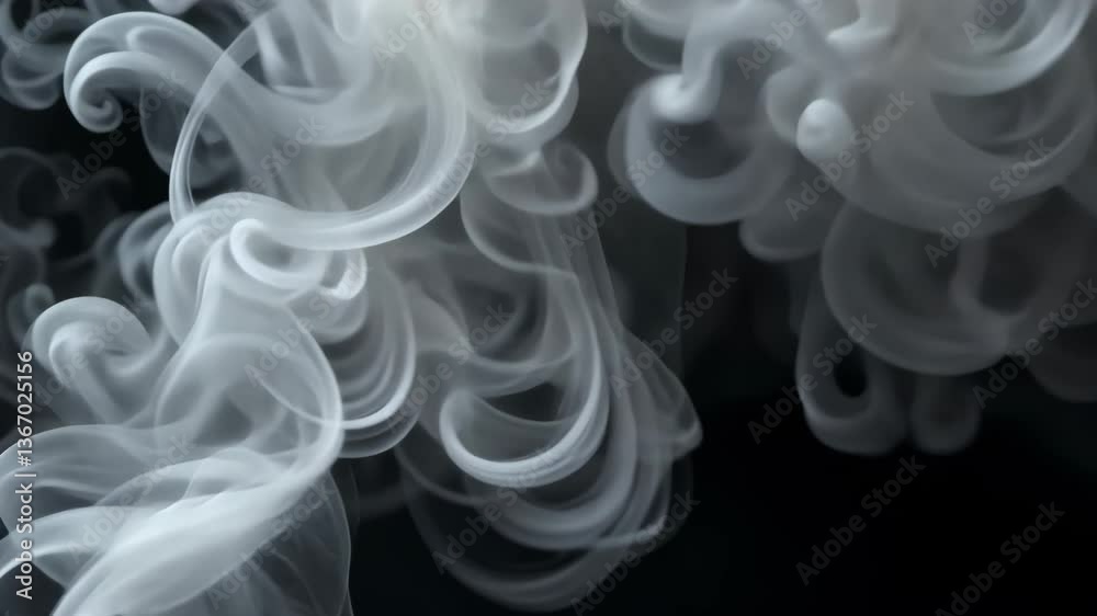Wall mural ethereal white smoke swirls on a black background abstract design with dynamic motion patterns atmos