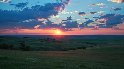 Stunning Sunset Over Rolling Hills