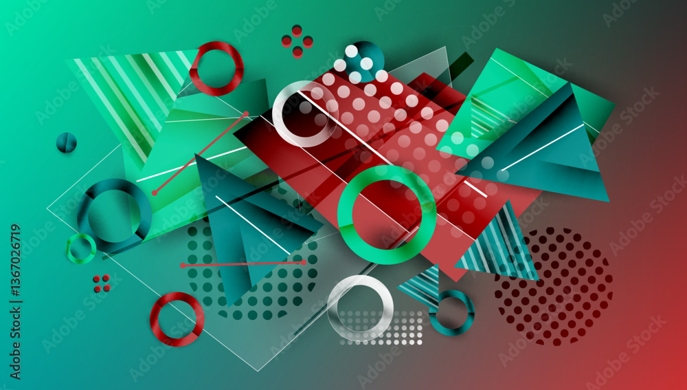 Poster creative triangles and circles composition