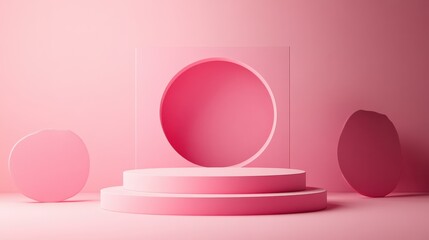 Pink Geometric Minimalist Scene
