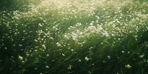 a field of white flowers