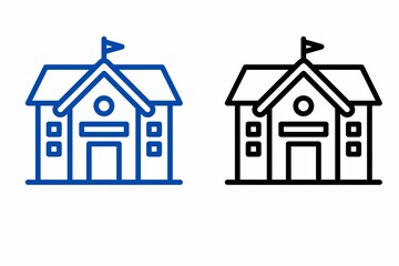 Parallel two school buildings, icon of school, icon vector of school, icons of school, icons of private school, back to school concept, school open, private school building, private school, 