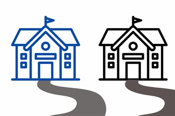Two schools building icons, icon vector of school, icons of school, icons of private school, back to school concept, school open, private school building, private school, 