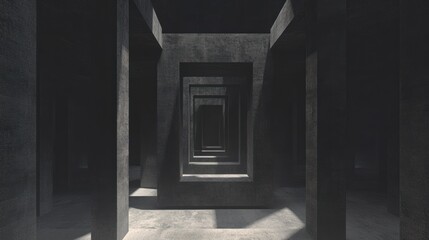 Dark Concrete Corridor Perspective
