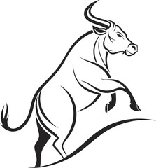 Isolated vector cartoon illustration features a cute black kangaroo silhouette alongside a farm cow and bull