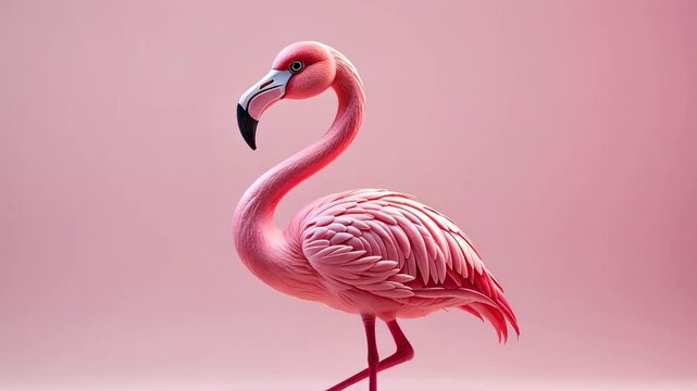 Pink Flamingo on Pale Pink Background