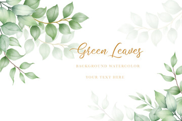 beautiful background green leaves watercolor 