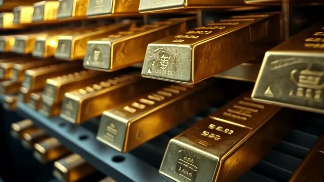 Gold bars stacked in a secure vault reflecting the financial treasures of a prosperous economy