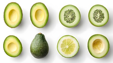 Fototapeta premium Fresh Organic Produce on a Clean White Background with Top Down View