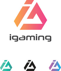 ig gaming logo design. gradient colors and triangle shape. ig lettering logo