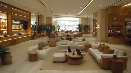 Elegant Hotel Lobby with Lounge Area and Modern Interior Design