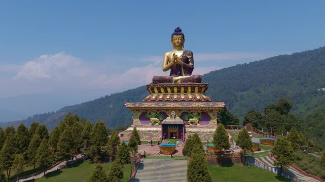 Rabong or Ravangla is a small town with an elevation of 8000 feet located, near Namchi City in the Namchi district of the Indian state of Sikkim. Namchi, Pelling and Gangtok. 4k Drone view.	