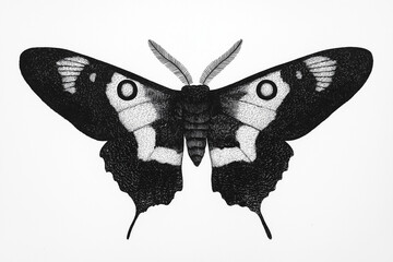 Black Ink Illustration of a Moth