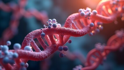 Detailed Render of a DNA Double Helix Structure, Genetic Code, Scientific Research, and Molecular Biology