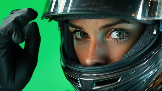 The Gaze of the Racer: A determined racer gazes intently into the camera, poised and ready for action, showcasing strength, and determination.