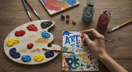 Fototapeta premium World Art Day Celebration with Painting Tools