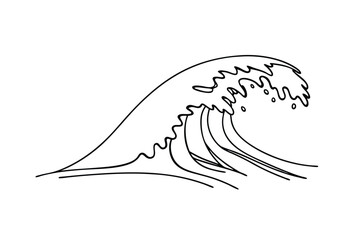 Ocean Wave Line Art Drawing Simple, Elegant, Coastal Design