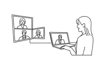 Remote Work Virtual Meeting Online Collaboration Laptop Screen Conference