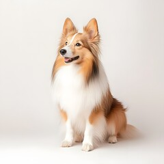 Obraz premium Detailed Portrait of a Shetland Sheepdog with Fluffy Mane and Intelligent Expression