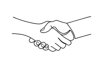 Simple Line Drawing of a Handshake Agreement, Unity, Partnership