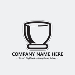 Cup illustration black and white for logo company vector image
