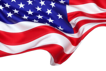 Obraz premium american flag waving in the wind on a white background