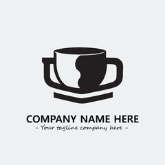 Cup illustration black and white for logo company vector image
