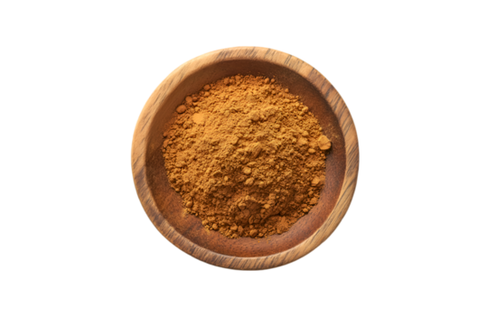 Brown powder in wooden bowl spice ingredient cooking food recipe culinary herb
