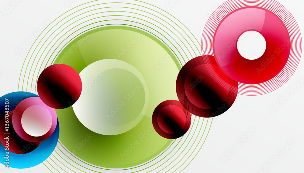 Aufkleber Abstract composition of overlapping circles with smooth gradients and transparency effects. Clean and modern design emphasizing depth, symmetry, and a minimal aesthetic