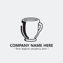 Cup illustration black and white for logo company vector image
